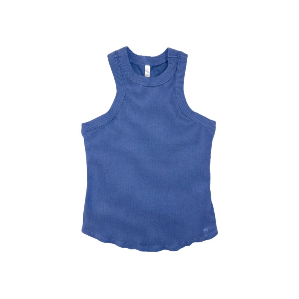 Fabletics Blue Ribbed Racerback Tank Top - Picture 1 of 12